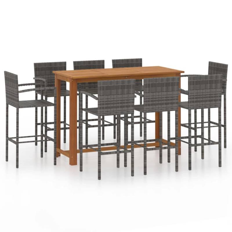 vidaXL 9-tlg Gartenbar-Set Grau von VIDAXL