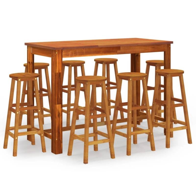vidaXL 9-tlg Gartenbar-Set Massivholz Akazie Modell 3 von VIDAXL