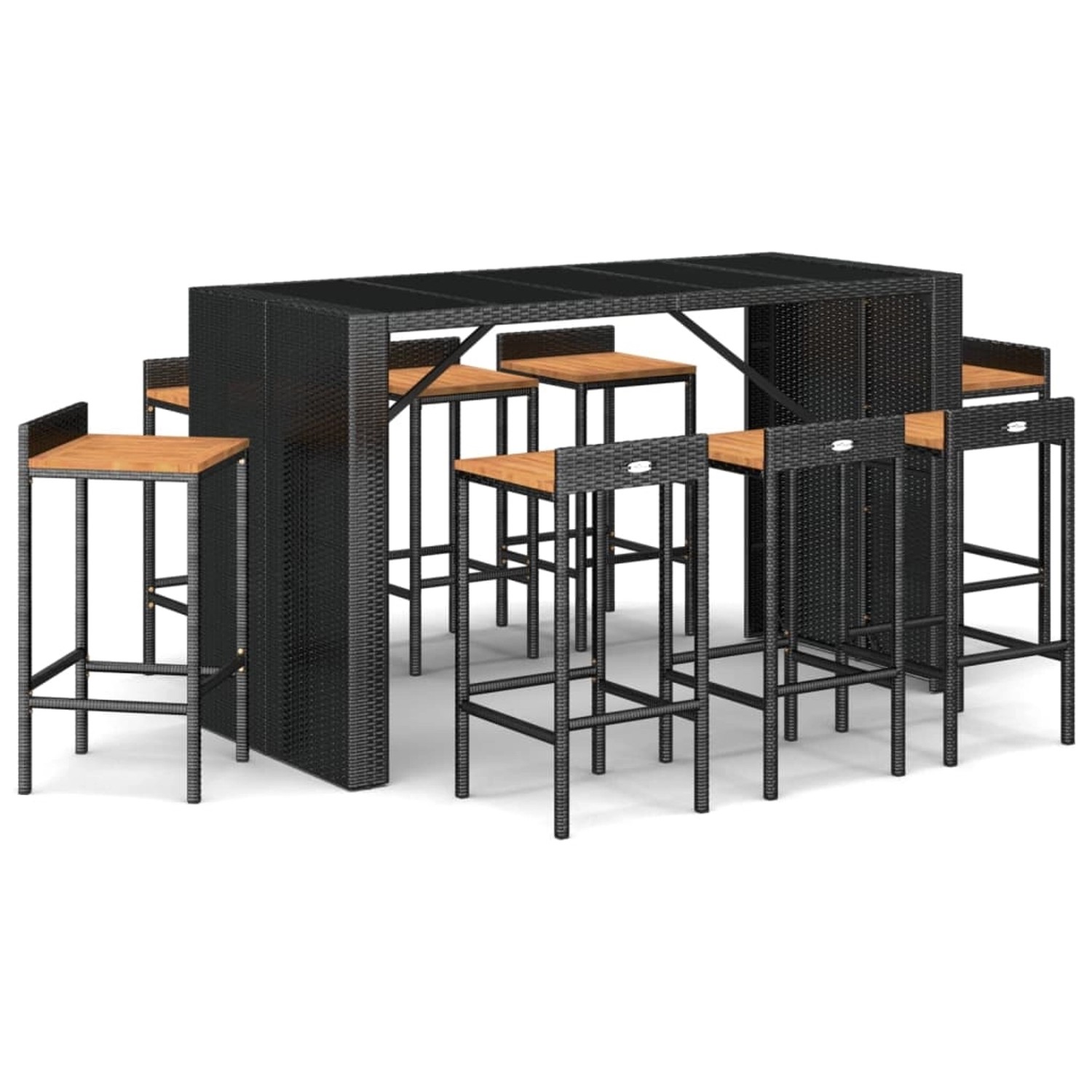 vidaXL 9-tlg Gartenbar-Set Schwarz Poly Rattan & Massivholz Akazie Modell 1 vidaXL 9-tlg Gartenbar-Set Schwarz Poly Rattan & Massivholz Akazie Modell 1 von VIDAXL