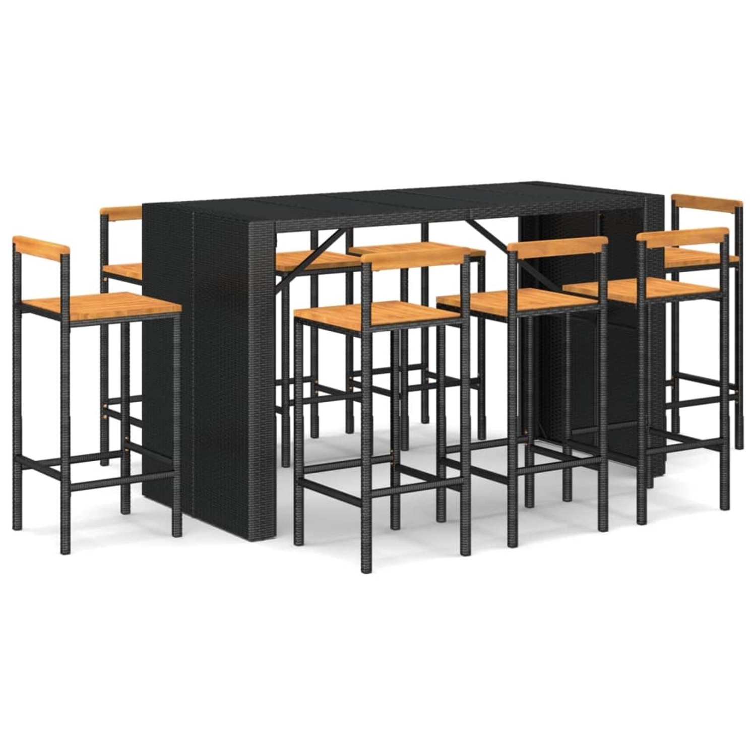 vidaXL 9-tlg Gartenbar-Set Schwarz Poly Rattan & Massivholz Akazie Modell 2 vidaXL 9-tlg Gartenbar-Set Schwarz Poly Rattan & Massivholz Akazie Modell 2 von VIDAXL