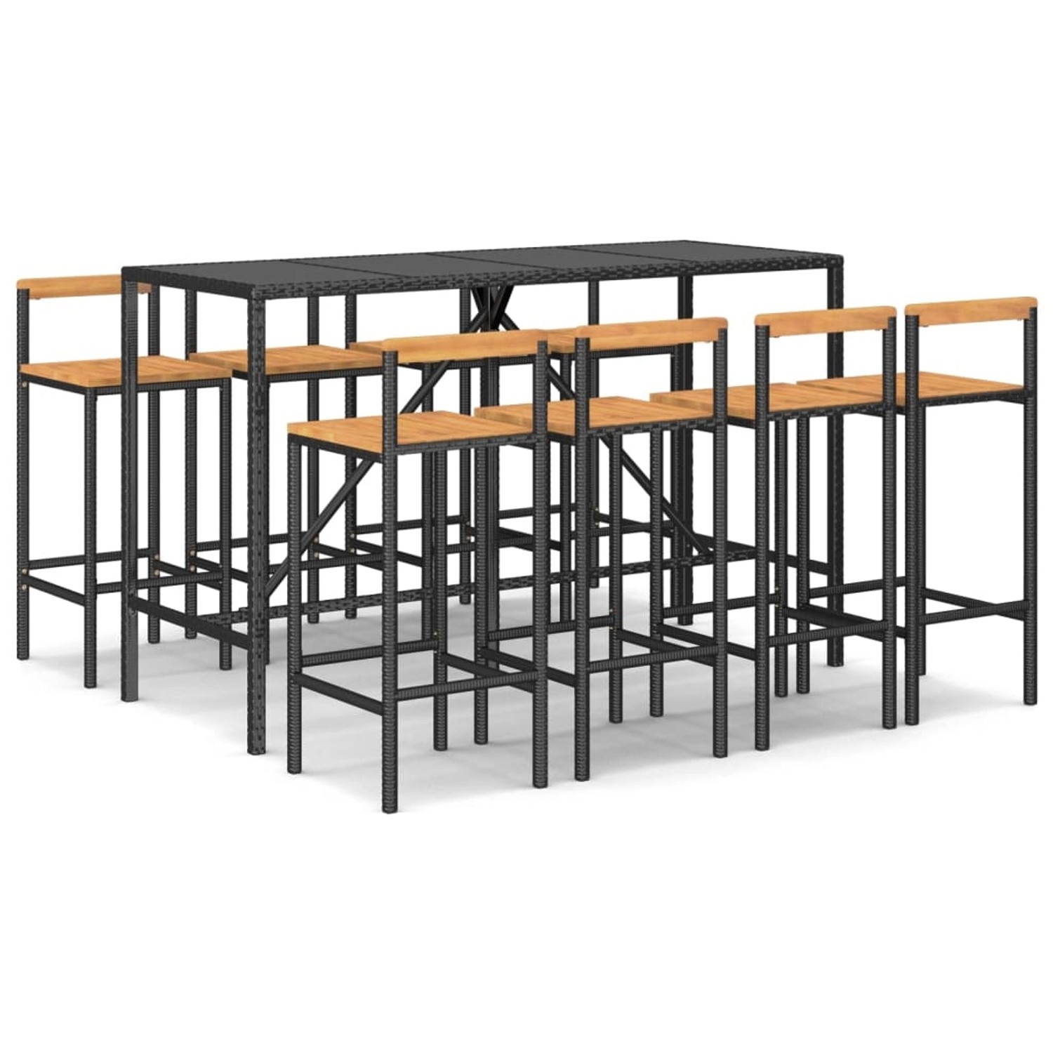 vidaXL 9-tlg Gartenbar-Set Schwarz Poly Rattan & Massivholz Akazie Modell 3 vidaXL 9-tlg Gartenbar-Set Schwarz Poly Rattan & Massivholz Akazie Modell 3 von VIDAXL