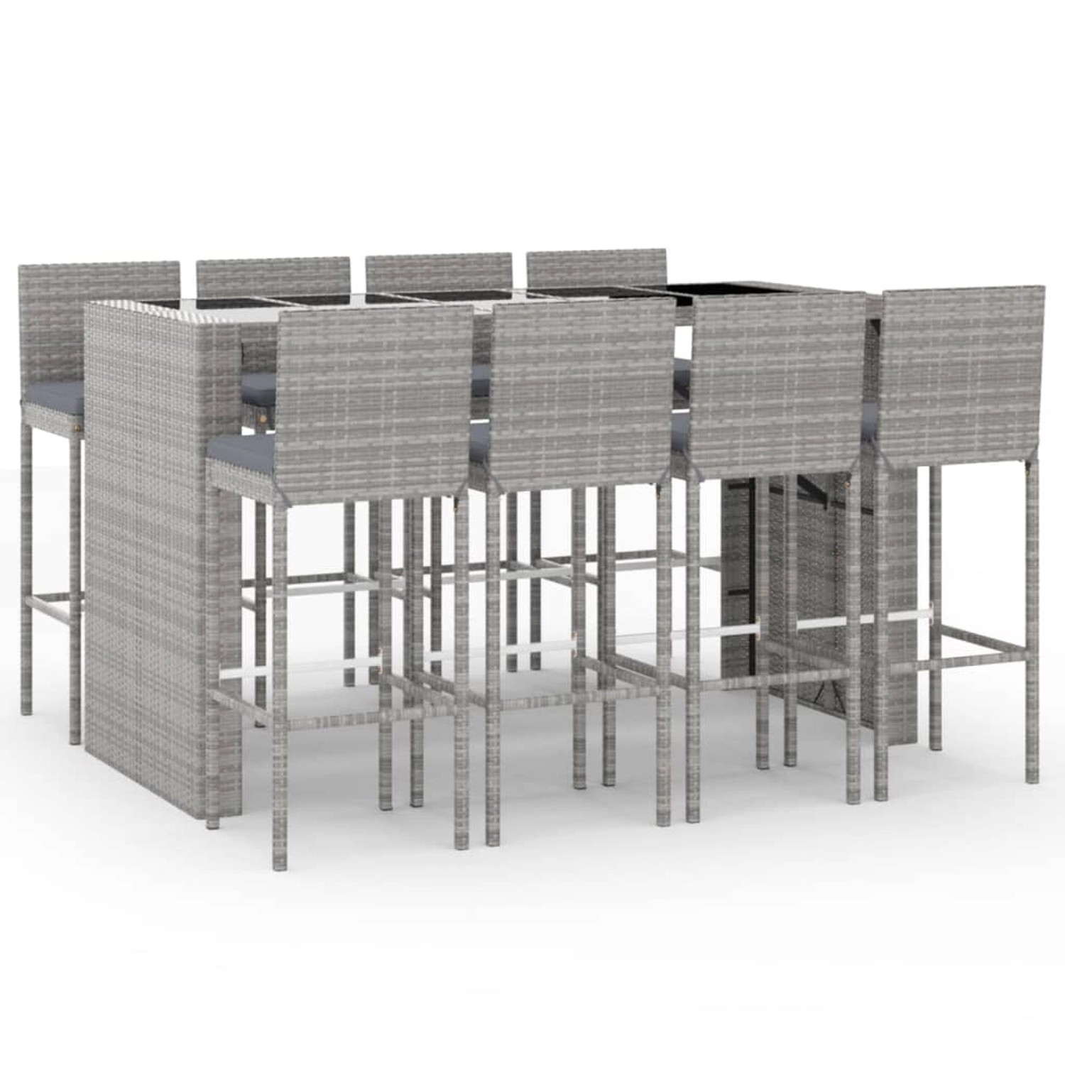 vidaXL 9-tlg Gartenbar-Set mit Kissen Grau Poly Rattan Modell 2 vidaXL 9-tlg Gartenbar-Set mit Kissen Grau Poly Rattan Modell 2 von VIDAXL
