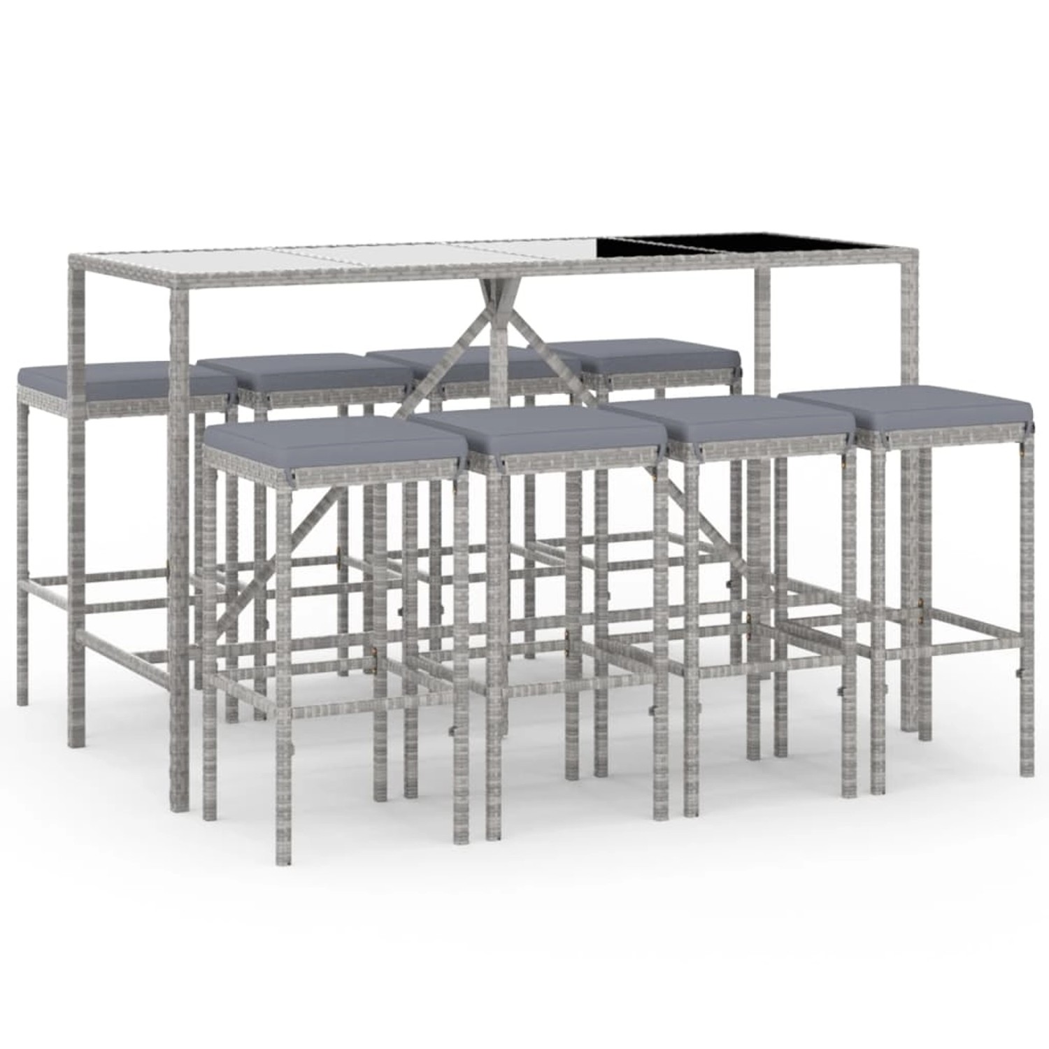 vidaXL 9-tlg Gartenbar-Set mit Kissen Grau Poly Rattan Modell 3 vidaXL 9-tlg Gartenbar-Set mit Kissen Grau Poly Rattan Modell 3 von VIDAXL