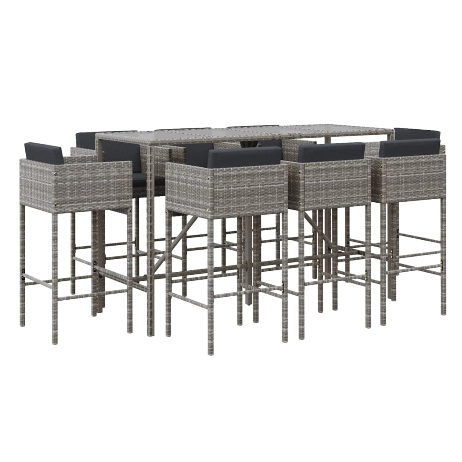 vidaXL 9-tlg Gartenbar-Set mit Kissen Grau Poly Rattan Modell 5 vidaXL 9-tlg Gartenbar-Set mit Kissen Grau Poly Rattan Modell 5 von VIDAXL