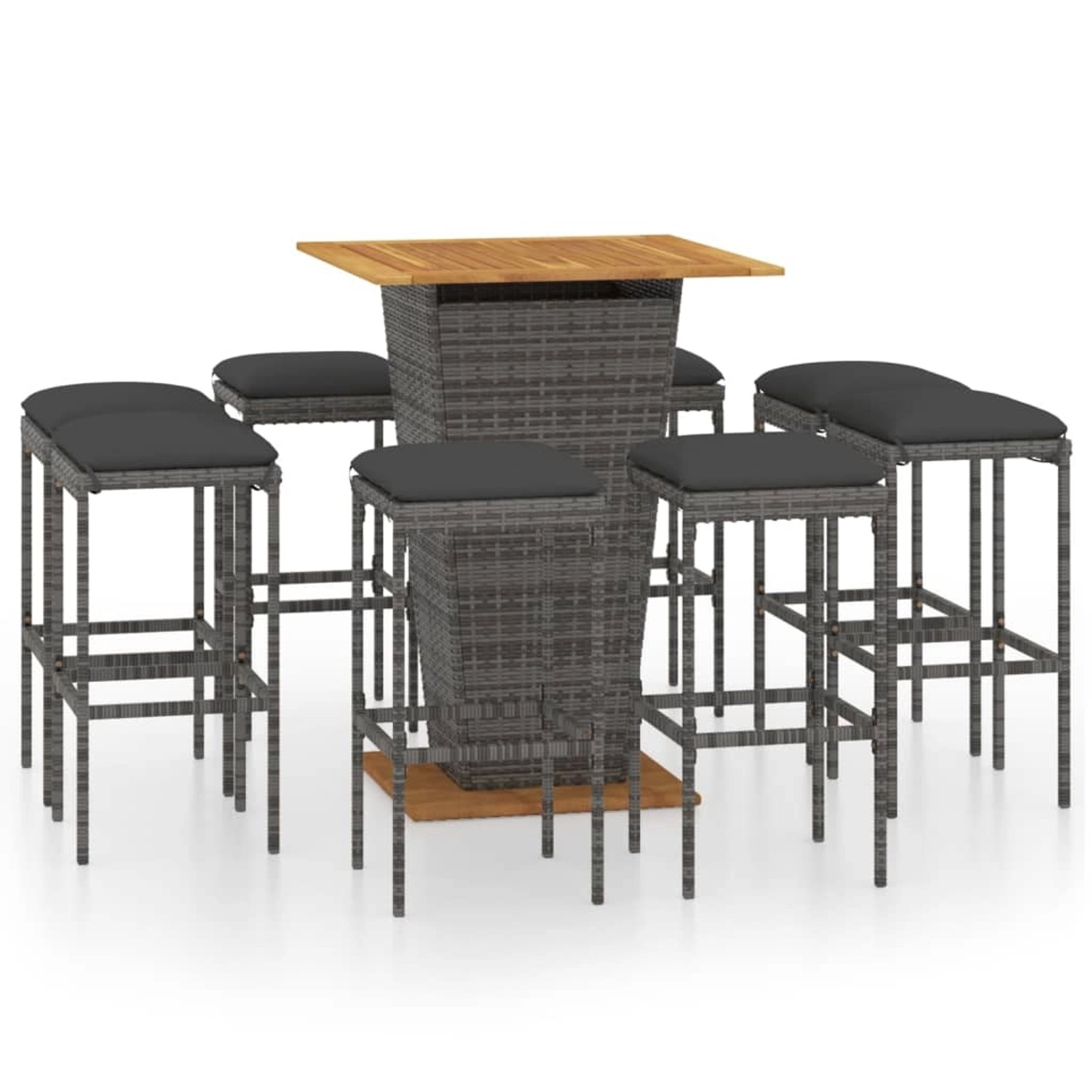 vidaXL 9-tlg Gartenbar-Set mit Kissen Poly Rattan Grau Modell 3 vidaXL 9-tlg Gartenbar-Set mit Kissen Poly Rattan Grau Modell 3 von VIDAXL