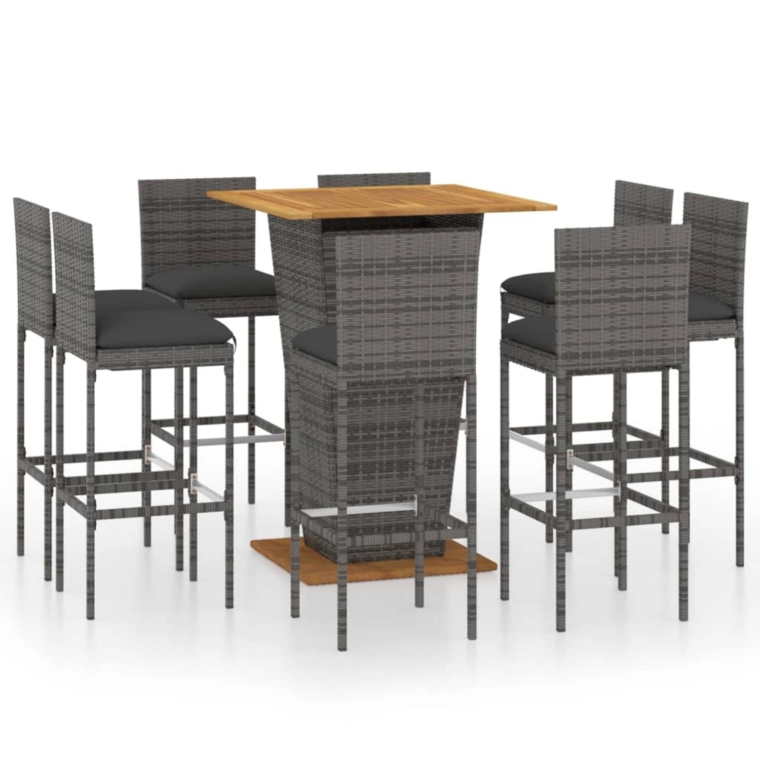 vidaXL 9-tlg Gartenbar-Set mit Kissen Poly Rattan Grau Modell 4 vidaXL 9-tlg Gartenbar-Set mit Kissen Poly Rattan Grau Modell 4 von VIDAXL