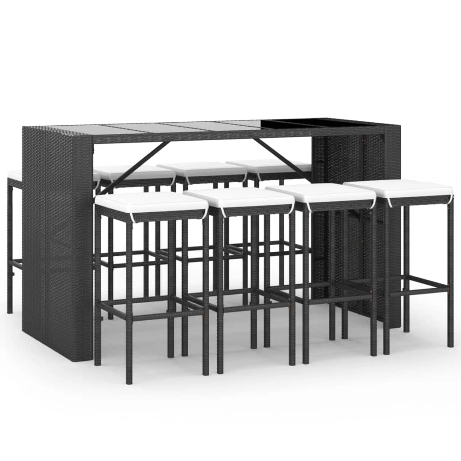 vidaXL 9-tlg Gartenbar-Set mit Kissen Schwarz Poly Rattan Modell 1 vidaXL 9-tlg Gartenbar-Set mit Kissen Schwarz Poly Rattan Modell 1 von VIDAXL