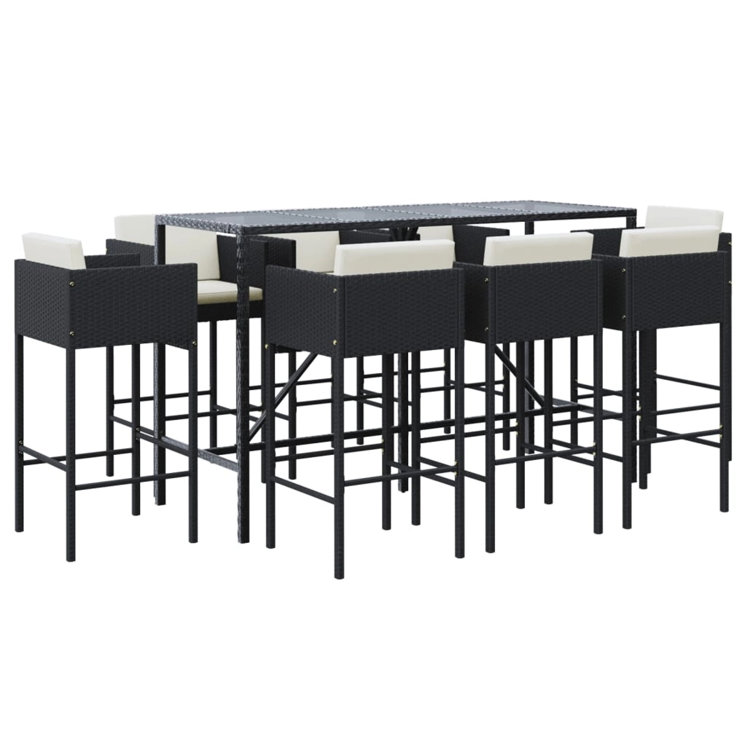 vidaXL 9-tlg Gartenbar-Set mit Kissen Schwarz Poly Rattan Modell 5 vidaXL 9-tlg Gartenbar-Set mit Kissen Schwarz Poly Rattan Modell 5 von VIDAXL