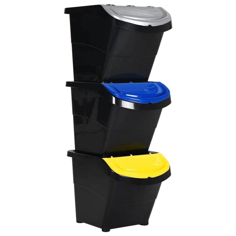 vidaXL Abfüllbehälter mit Deckeln 3 Stk Stapelbar Schwarz PP 78 L 2216762 von VIDAXL