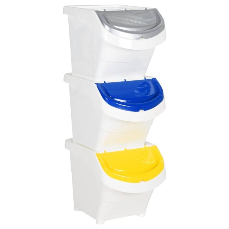 vidaXL Abfüllbehälter mit Deckeln 3 Stk Stapelbar Weiß PP 78 L 1669059 von VIDAXL