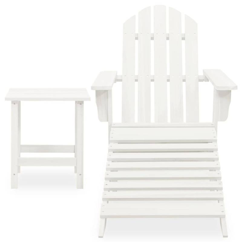 vidaXL Adirondack-Gartenstuhl mit Fußstütze & Tisch Tannenholz Weiß von VIDAXL