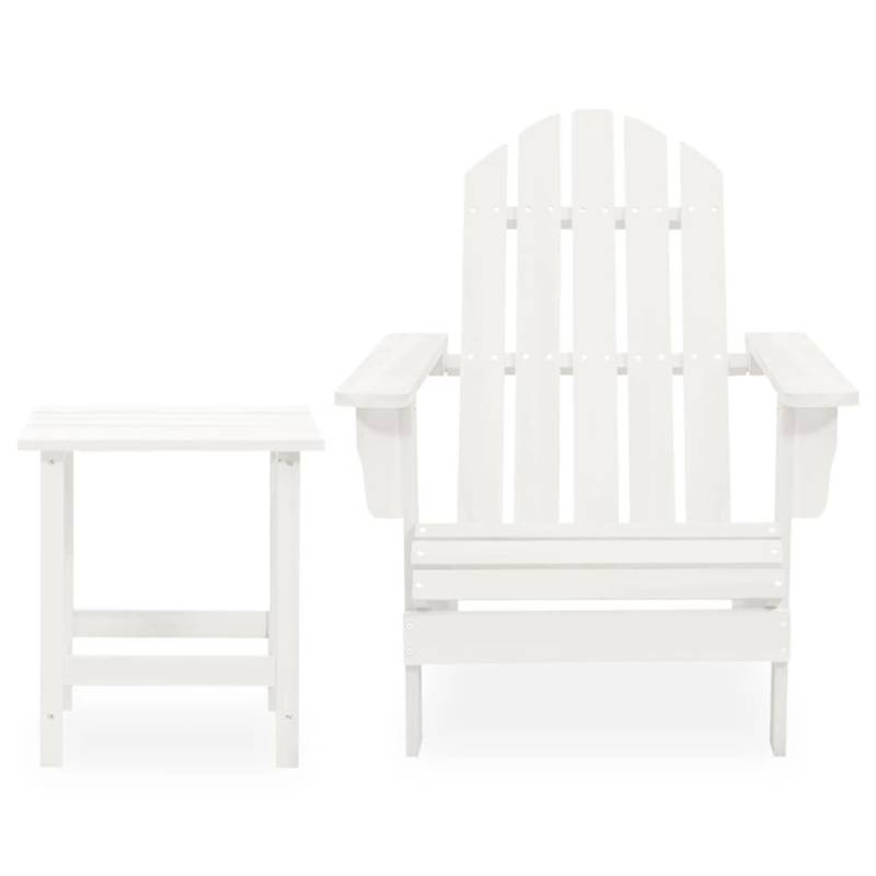 vidaXL Adirondack-Gartenstuhl mit Tisch Massivholz Tanne Weiß von VIDAXL