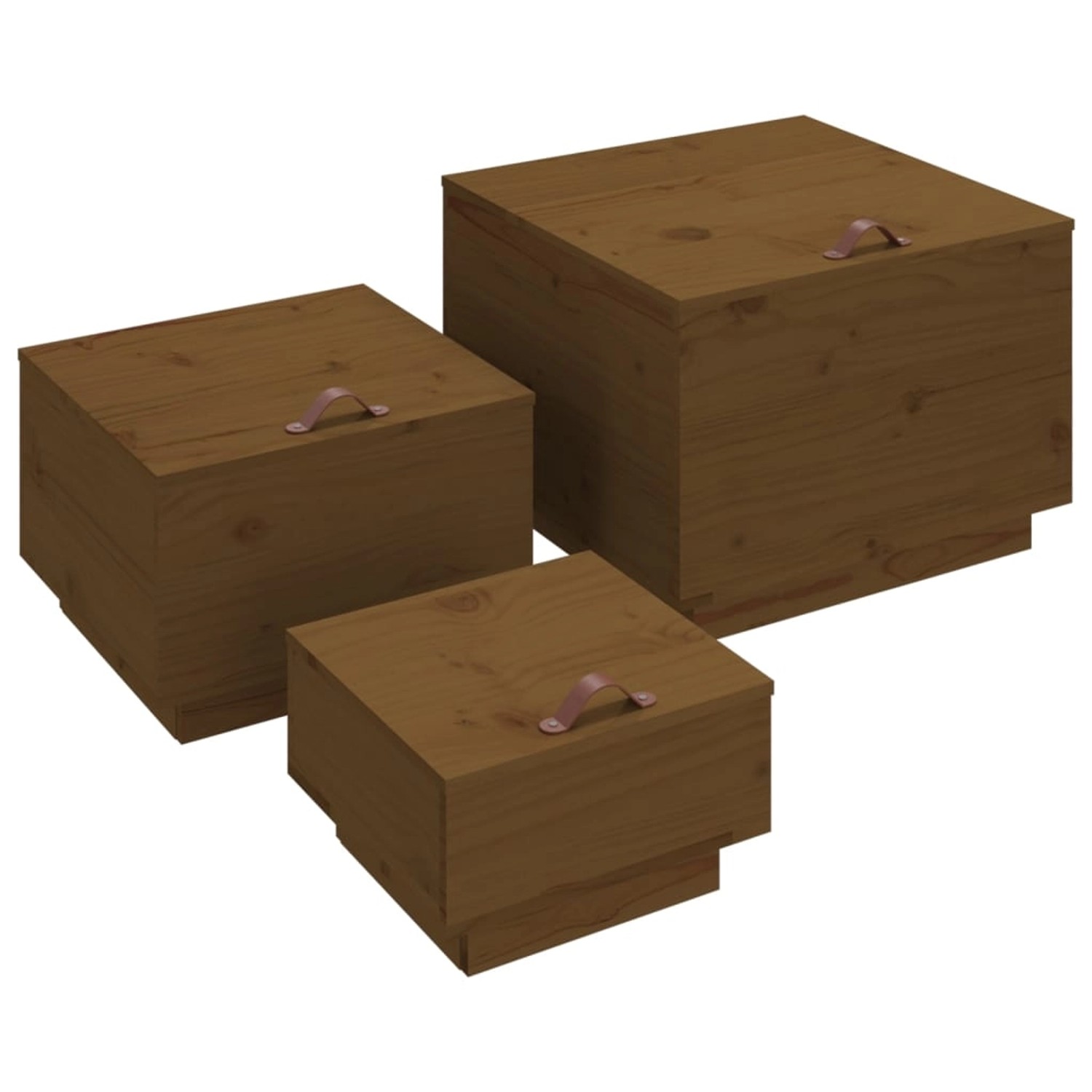 vidaXL Aufbewahrungsboxen mit Deckeln 3 Stk Braun Massivholz Kiefer vidaXL Aufbewahrungsboxen mit Deckeln 3 Stk Braun Massivholz Kiefer von VIDAXL