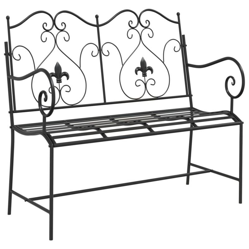 vidaXL Außenbank Schwarz Metall Standard Robust Gartenbank 42008113 von VIDAXL