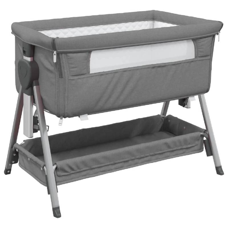 vidaXL Babybett mit Matratze Dunkelgrau Leinenstoff 10290 von VIDAXL