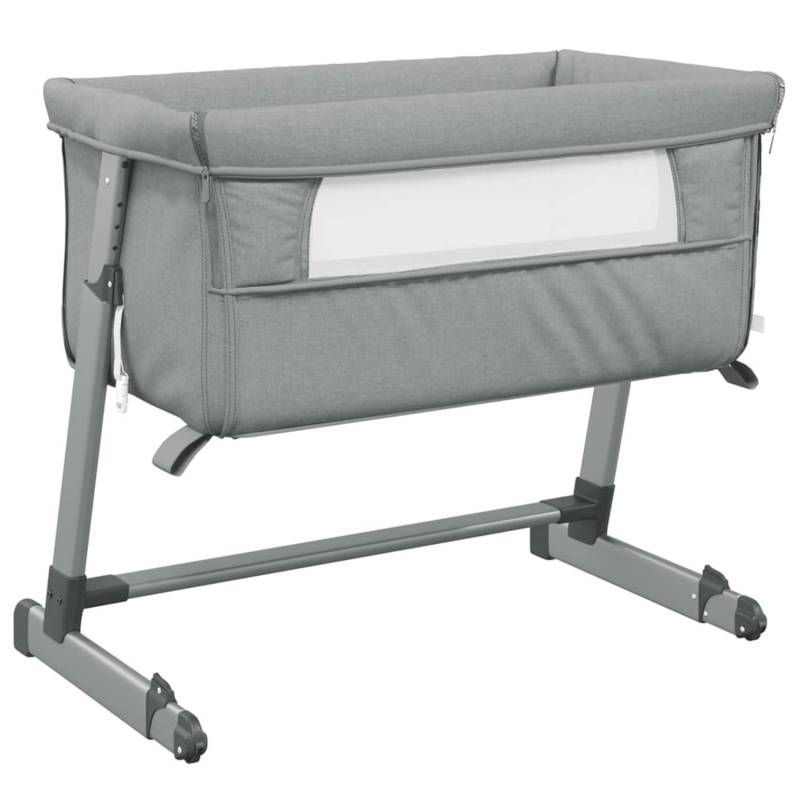 vidaXL Babybett mit Matratze Hellgrau Leinenstoff 10295 von VIDAXL