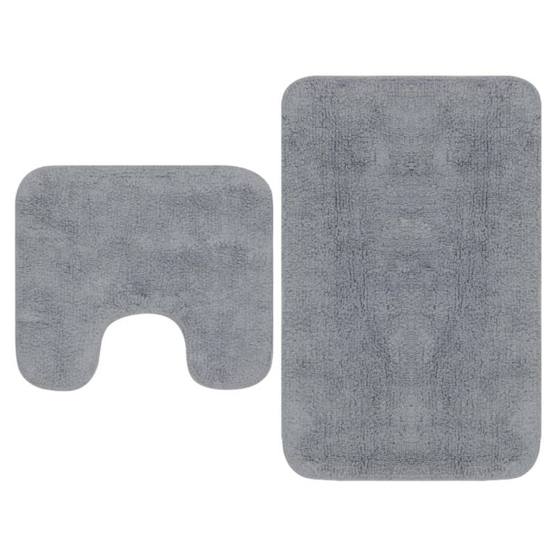 vidaXL Badematten-Set 2-Tlg Stoff Grau von VIDAXL
