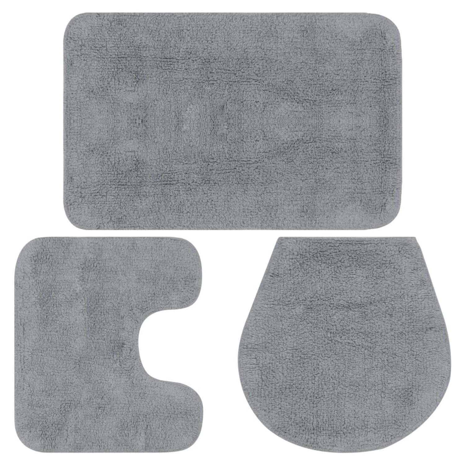 vidaXL Badematten-Set 3-Tlg Stoff Grau vidaXL Badematten-Set 3-Tlg Stoff Grau von VIDAXL