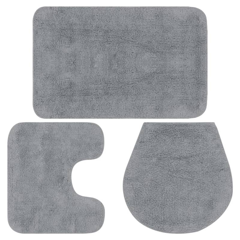 vidaXL Badematten-Set 3-Tlg Stoff Grau von VIDAXL