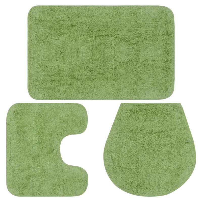 vidaXL Badematten-Set 3-Tlg Stoff Grün von VIDAXL