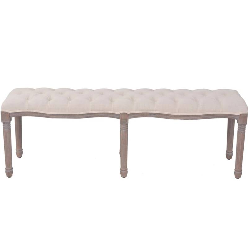 vidaXL Bank Leinen Massivholz 150 x 40 x 48 cm Cremeweiß von VIDAXL