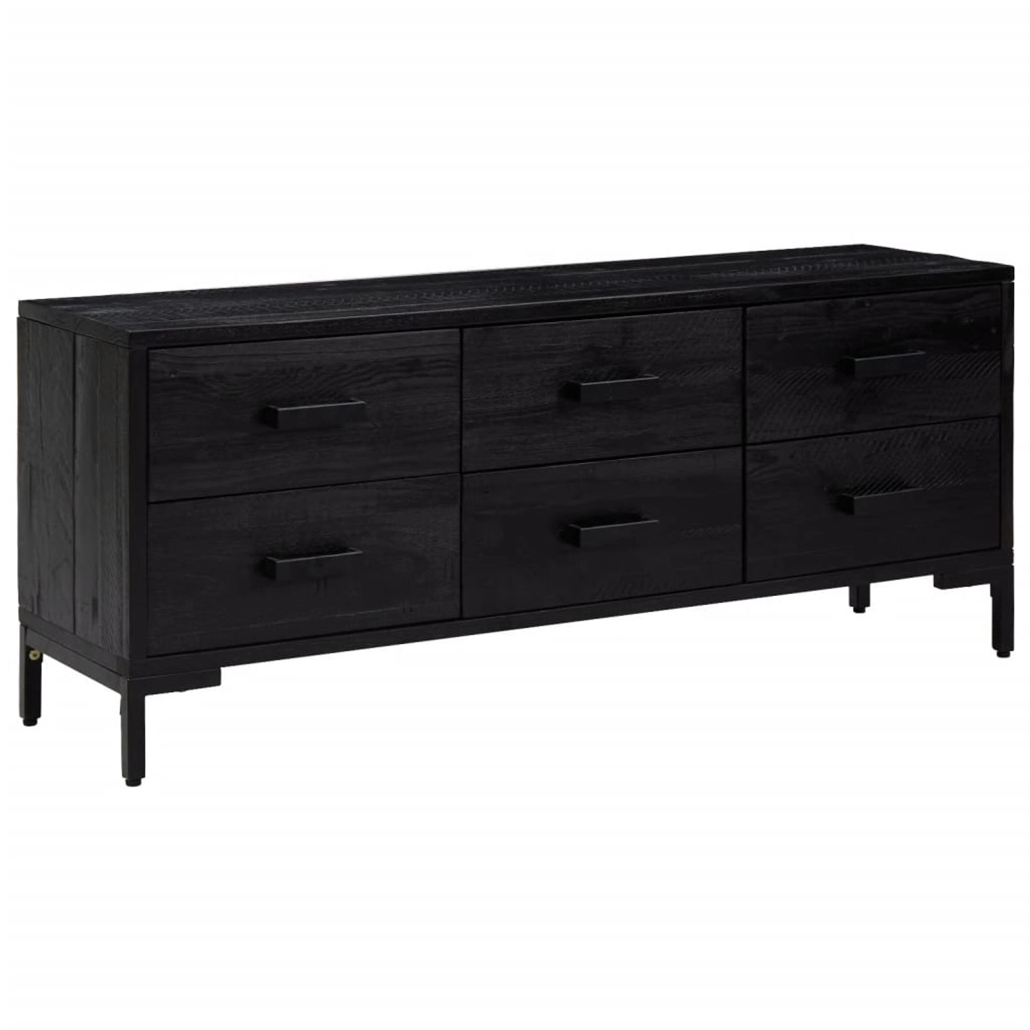 vidaXL Bank Stauraum Schwarz 110x30x45 cm Massivholz Kiefer Recycelt von VIDAXL