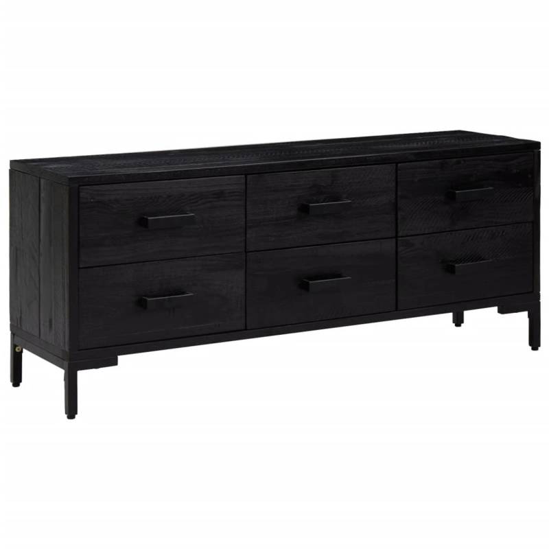 vidaXL Bank Stauraum Schwarz 110x30x45 cm Massivholz Kiefer Recycelt von VIDAXL