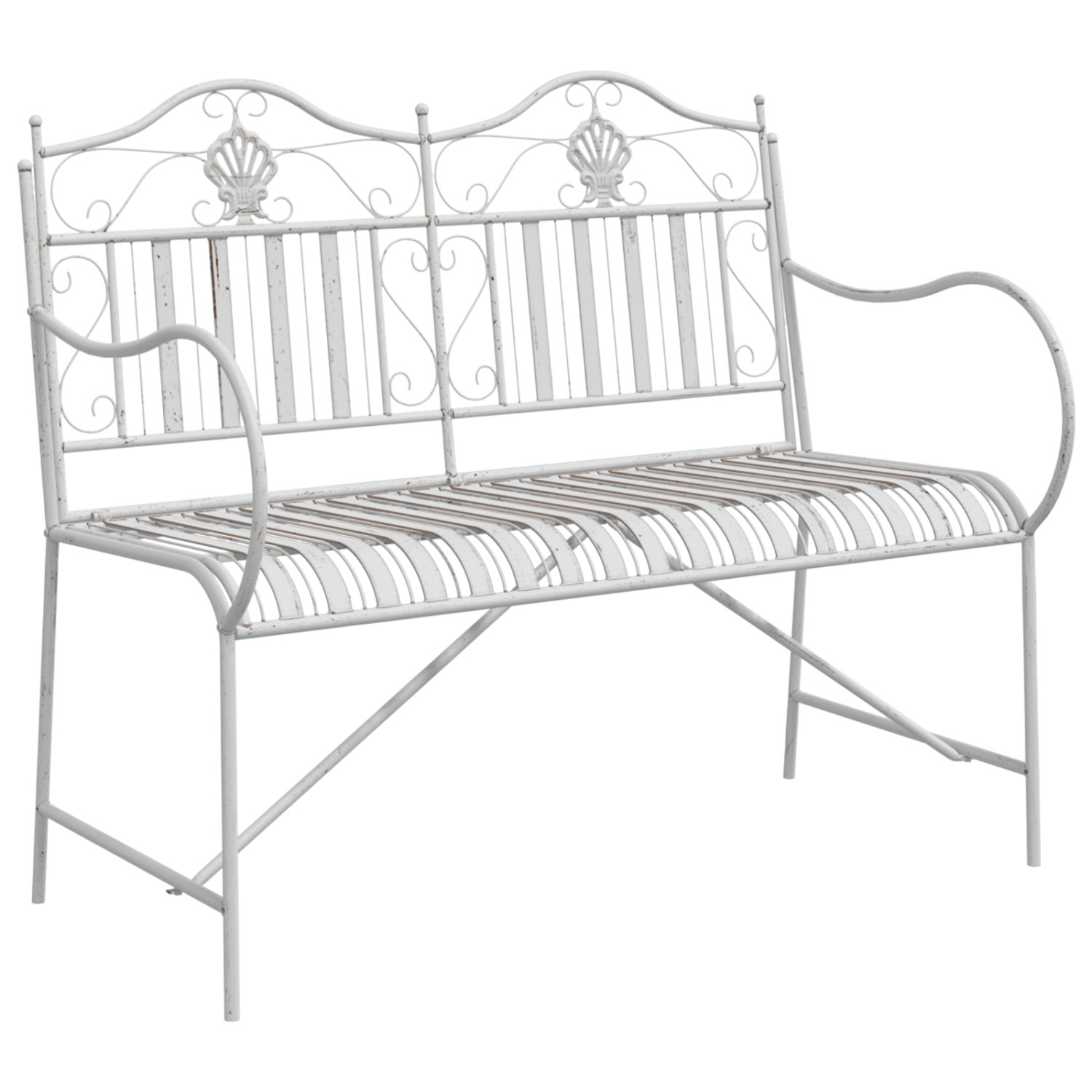 vidaXL Bank Weiß Metall 103,5 x 59 x 89 cm Langlebig Gartenbank 42008118 von VIDAXL