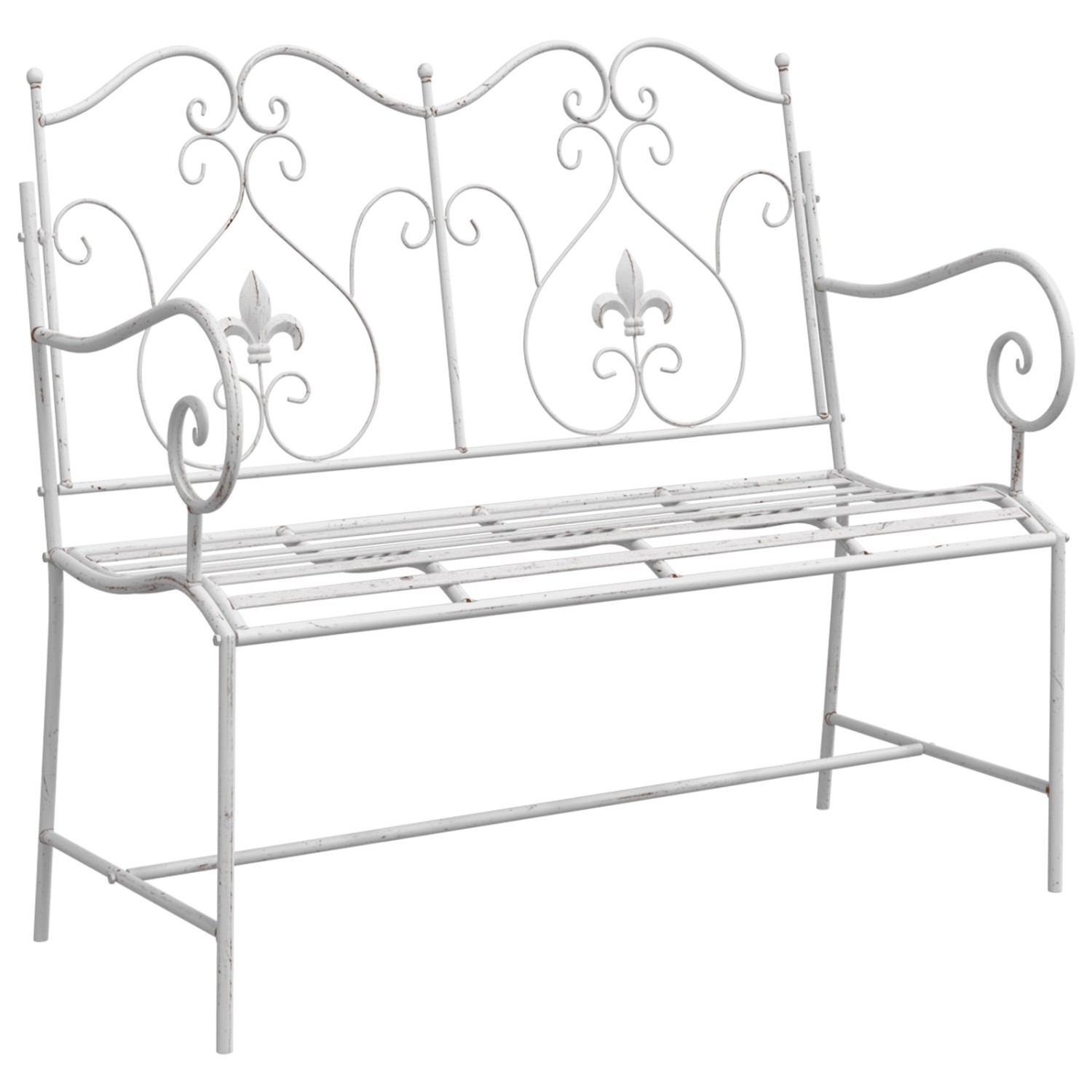 vidaXL Bank Weiß Metall 104 x 54 x 93 cm Langlebig Gartenbank 42008112 von VIDAXL