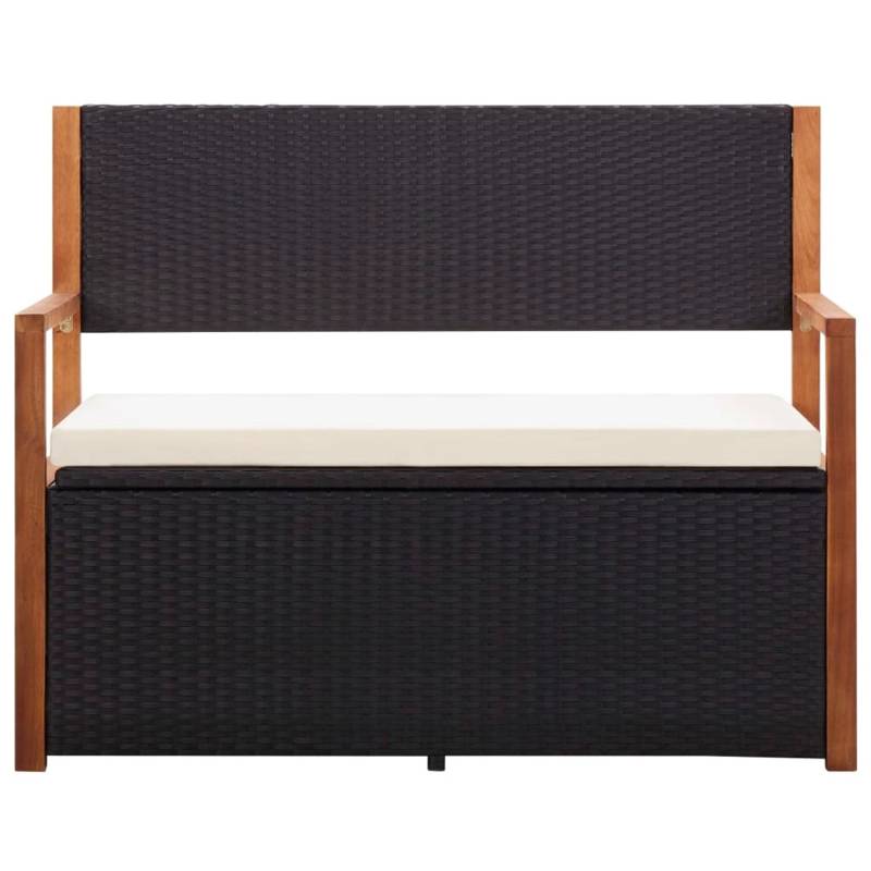 VidaXL Bank mit Stauraum 115 cm Poly Rattan Massivholz Akazie Schwarz von VIDAXL