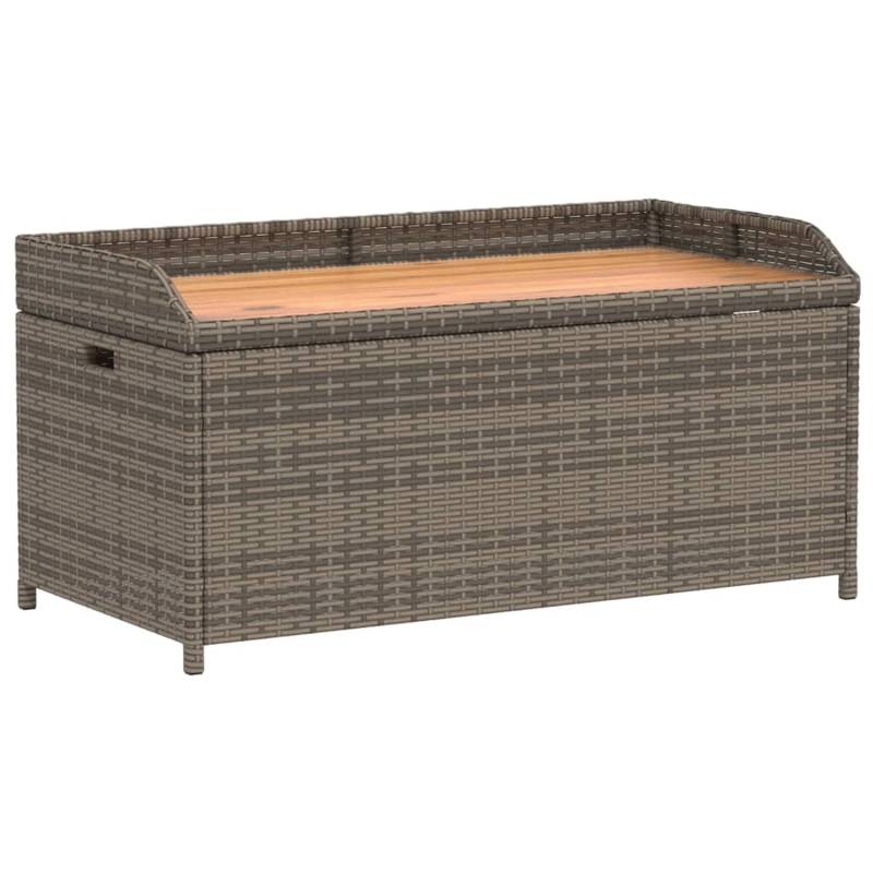 vidaXL Bank mit Stauraum Grau 100x50x52 cm Poly Rattan Akazienholz 365950 von VIDAXL