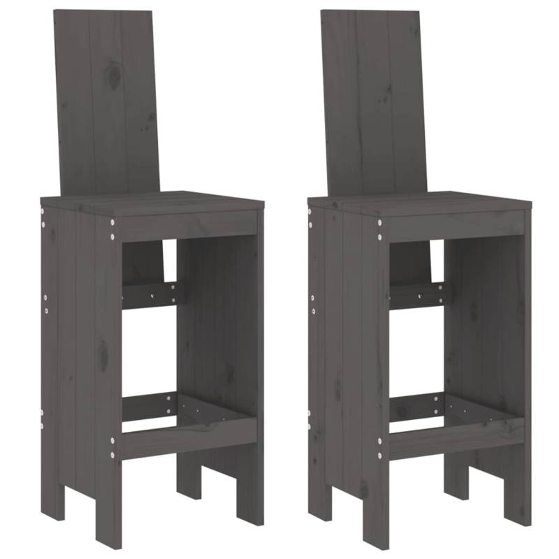 vidaXL Barhocker 2 Stk. Grau 40x42x120 cm Massivholz Kiefer von VIDAXL