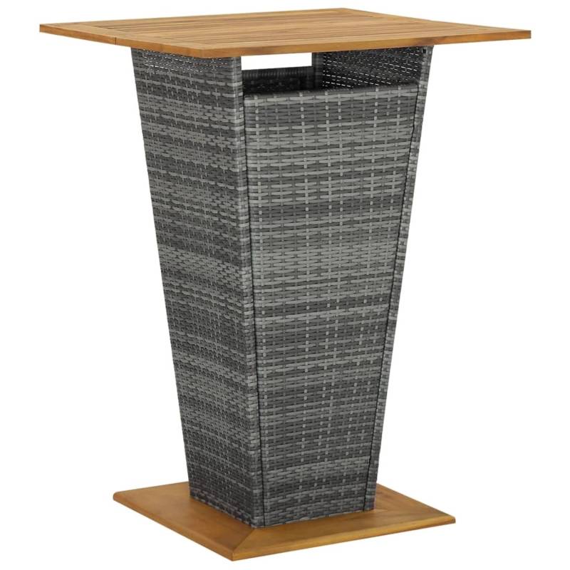 vidaXL Bartisch Grau 80x80x110 cm Poly Rattan und Massivholz Akazie 313466 von VIDAXL