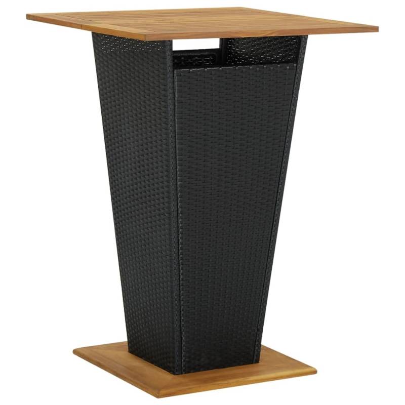 vidaXL Bartisch Schwarz 80x80x110 cm Poly Rattan und Massivholz Akazie 313465 von VIDAXL