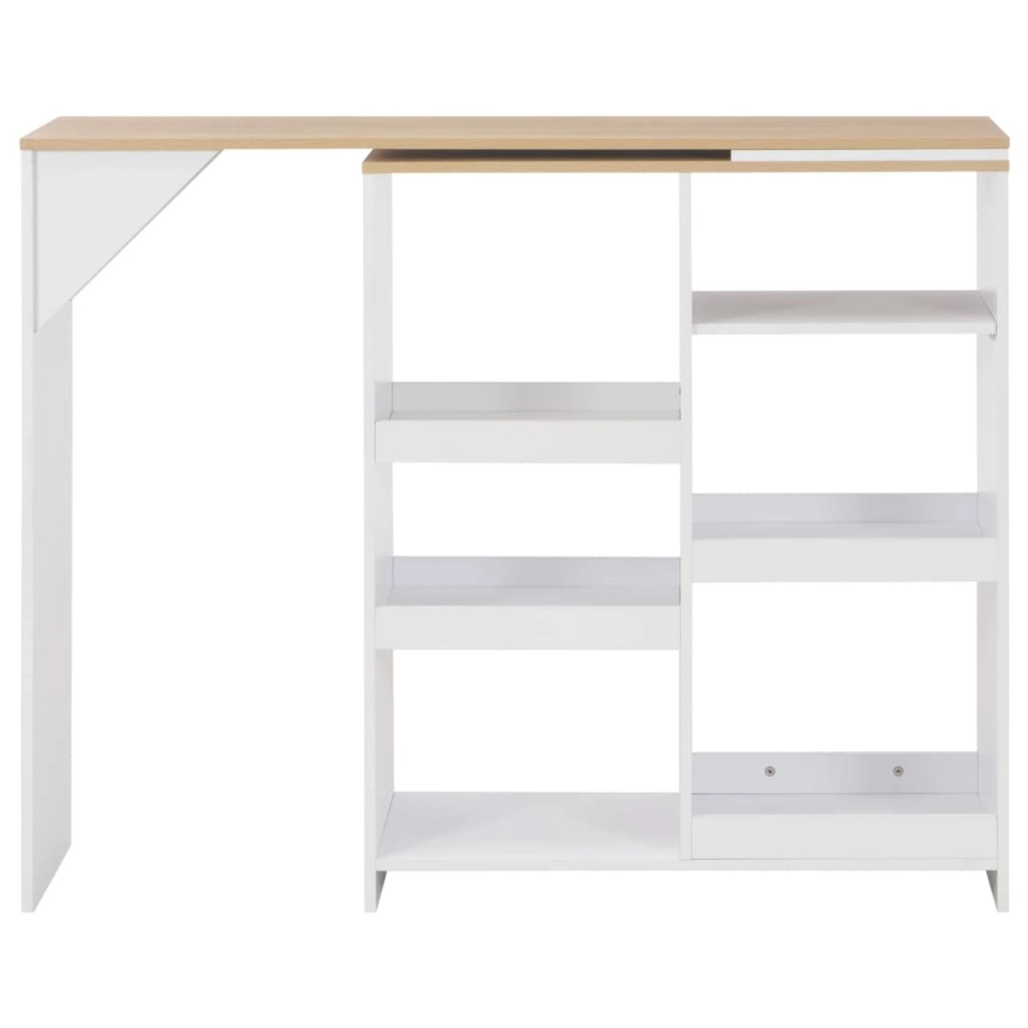 vidaXL Bartisch mit Beweglichem Regal Weiß 138x39x110 cm mit Natur-Tischplatte von VIDAXL