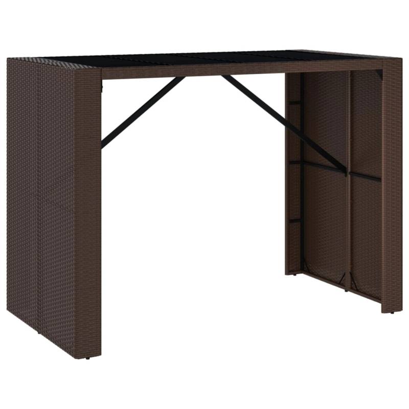 vidaXL Bartisch mit Glasplatte Braun 145x80x110 cm Poly Rattan 362596 von VIDAXL