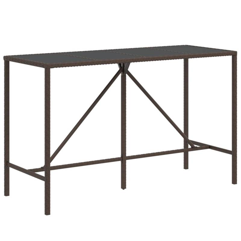 vidaXL Bartisch mit Glasplatte Braun 180x70x110 cm Poly Rattan 362590 von VIDAXL