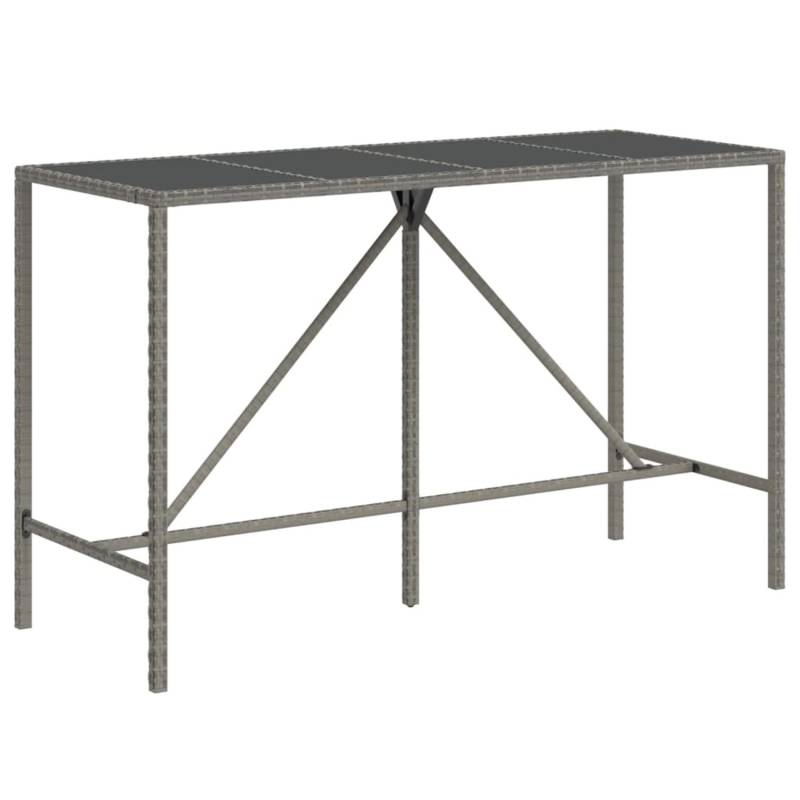 vidaXL Bartisch mit Glasplatte Grau 180x70x110 cm Poly Rattan 362592 von VIDAXL