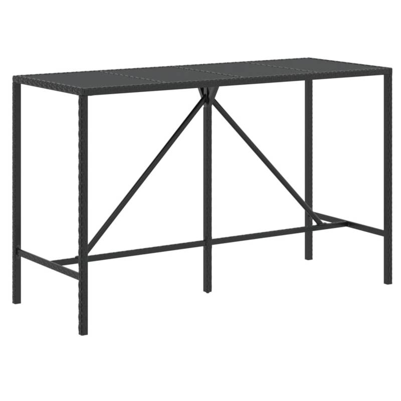 vidaXL Bartisch mit Glasplatte Schwarz 180x70x110 cm Poly Rattan 362591 von VIDAXL