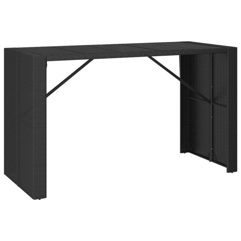 vidaXL Bartisch mit Glasplatte Schwarz 185x80x110 cm Poly Rattan 362600 von VIDAXL