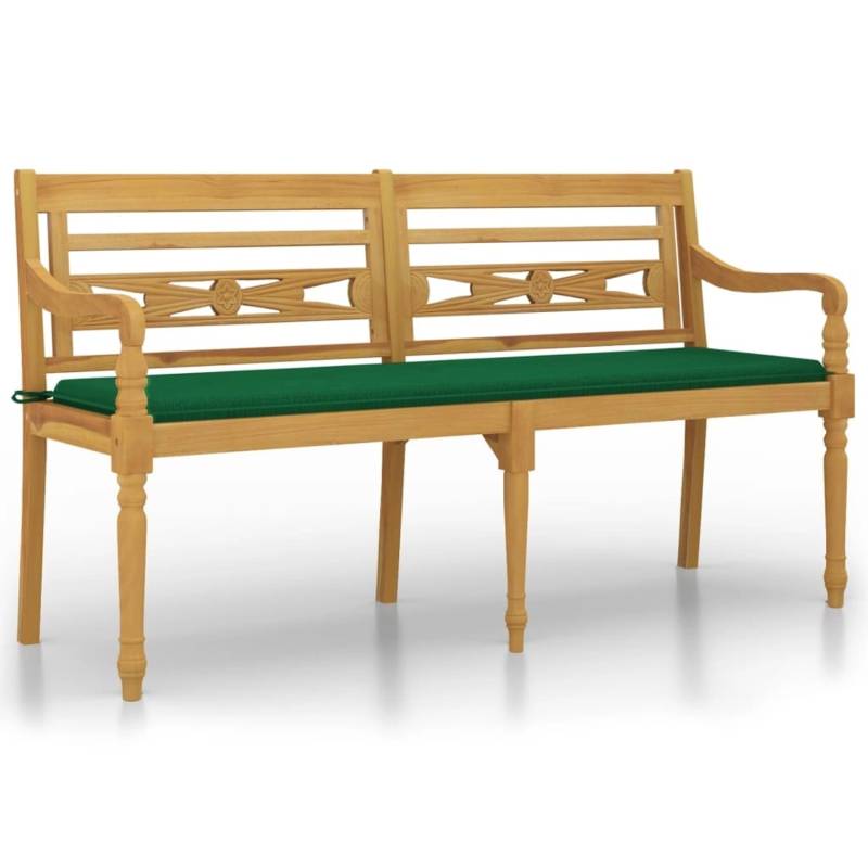 vidaXL Batavia-Bank mit Grünem Kissen 150 cm Massivholz Teak 3100831 von VIDAXL