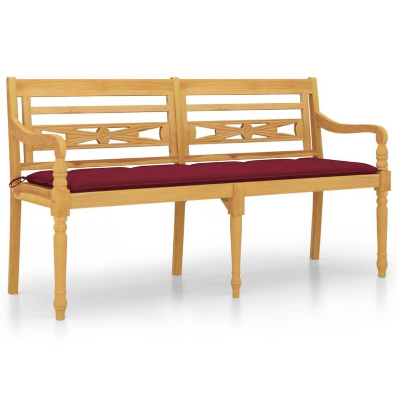vidaXL Batavia-Bank mit Weinrotem Kissen 150 cm Massivholz Teak 3100850 von VIDAXL