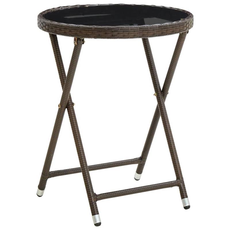 vidaXL Beistelltisch Braun 60 cm Poly Rattan und Hartglas 310560 von VIDAXL