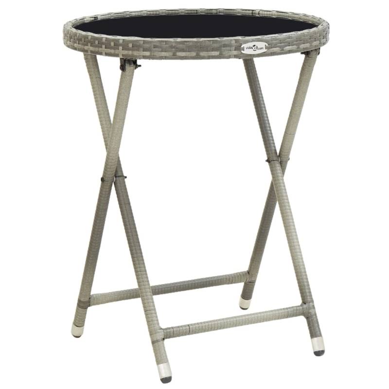 vidaXL Beistelltisch Grau 60 cm Poly Rattan und Hartglas 46204 von VIDAXL