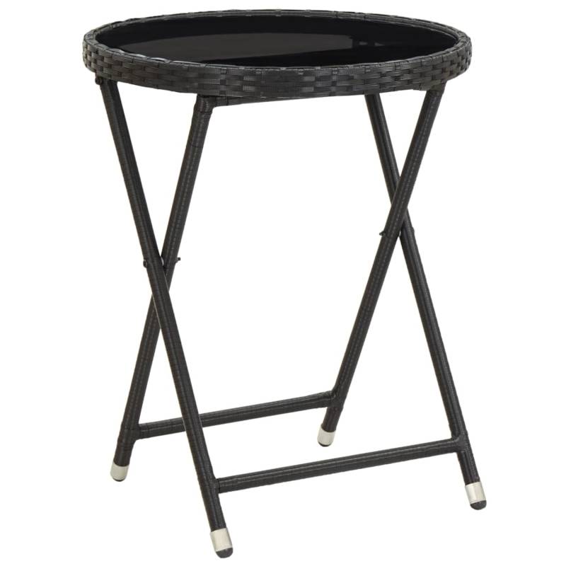 vidaXL Beistelltisch Schwarz 60 cm Poly Rattan und Hartglas 46203 von VIDAXL