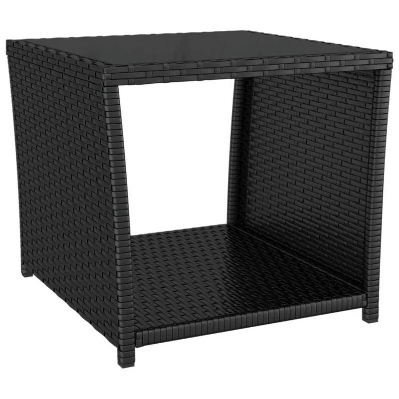 vidaXL Beistelltisch mit Glasplatte Schwarz Poly Rattan & Hartglas 319560 von VIDAXL