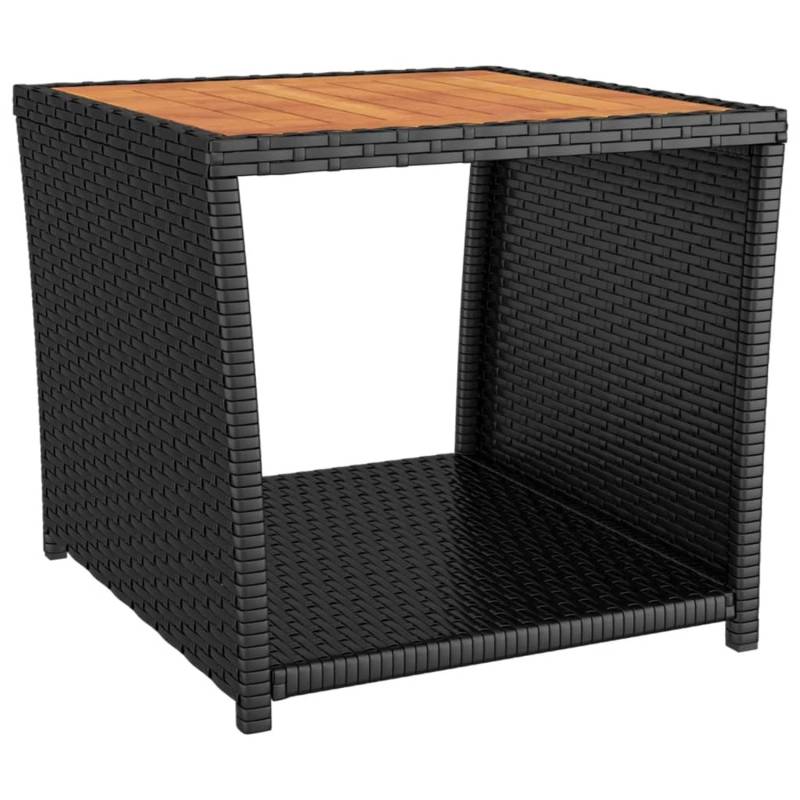 vidaXL Beistelltisch mit Holzplatte Schwarz Poly Rattan & Akazienholz 319558 von VIDAXL