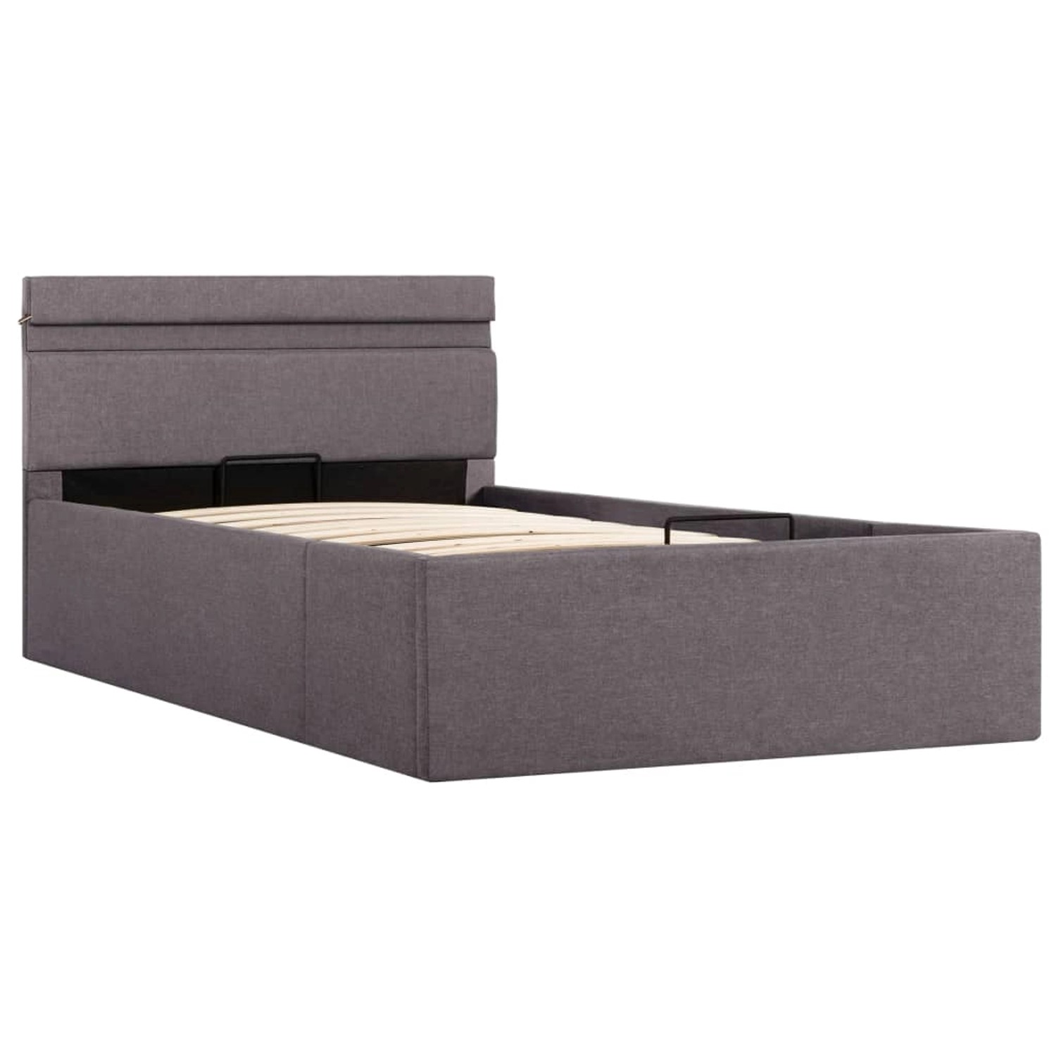 vidaXL Bett mit Bettkasten Hydraulisch mit LED Taupe Stoff 100x200 cm619387 von VIDAXL