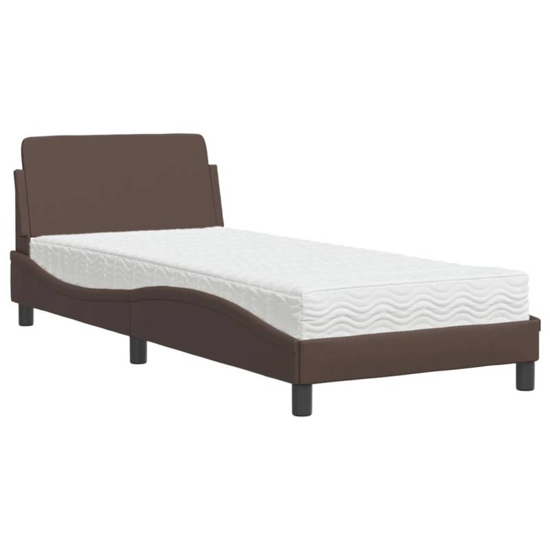 vidaXL Bett mit Matratze Braun 90x200 cm Kunstleder Modell 12008399 von VIDAXL