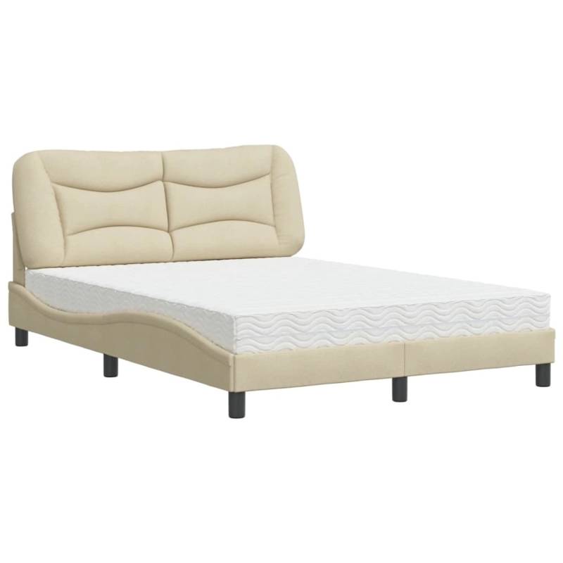 vidaXL Bett mit Matratze Creme 120x200 cm Stoff Modell 12008040 von VIDAXL